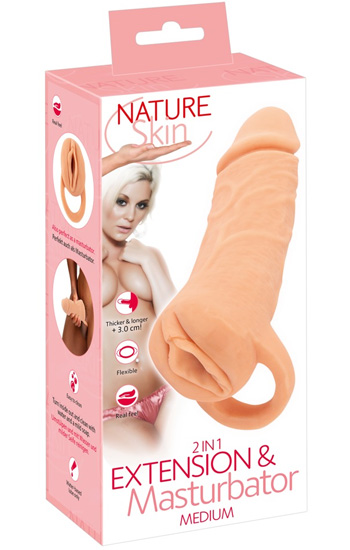 2-in-1 Extension & Masturbator 18,5cm - Penisverlängerung 5