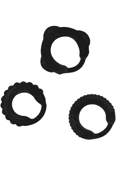 Addicted Toys Penis Ring Set Black - Cockring-Set 1