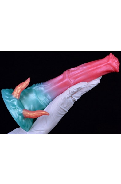 Alien Beast Cyan Rainbow Dildo 23,5 cm - Drachen-Dildo 3