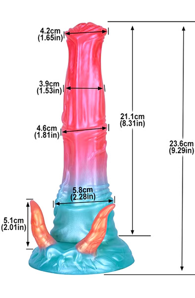 Alien Beast Cyan Rainbow Dildo 23,5 cm - Drachen-Dildo 4
