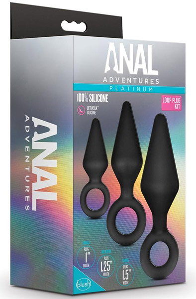 Anal Adventures Platinum Loop Plug Kit - Analplug Set 4