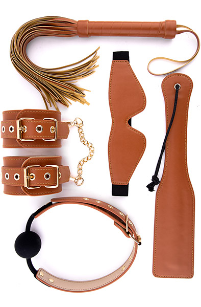 BDSM Set Cognac Vegan Leather - Bondage-Set 1