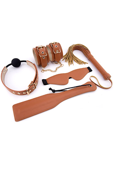 BDSM Set Cognac Vegan Leather - Bondage-Set 2