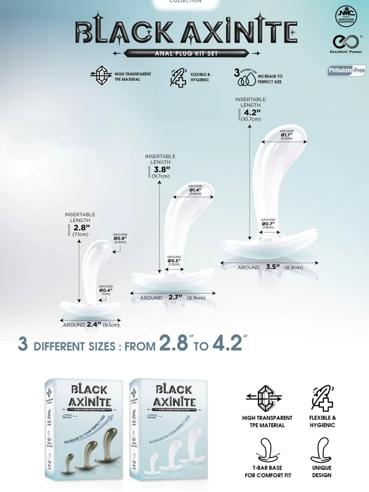 Black Axinite Anal Plug Set Smoke - Anal plug set 2 [full]