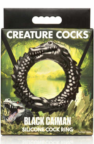 Black Caiman Silicone Cock Ring Black - Cockring 4