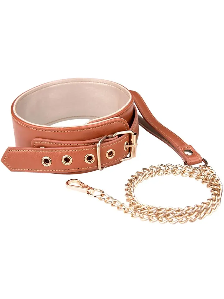 Blaze Elite Collar & Chain Cognac Vegan Leather - Collar & leash 1