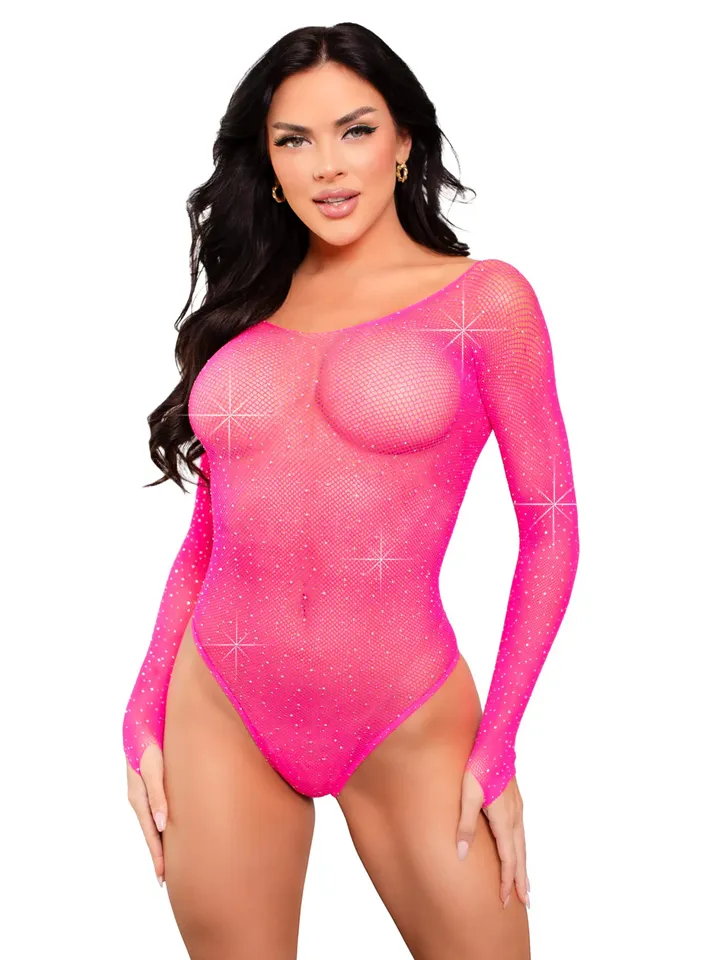 Bodysuit With Snap Crotch Panty Neon Pink - Body & Playsuits 1 [full]