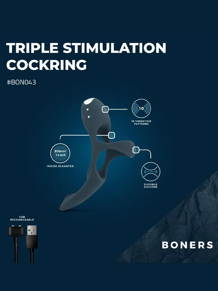 Boners Triple Vibrating Cockring Blue - Vibrating cock ring 2 [full]