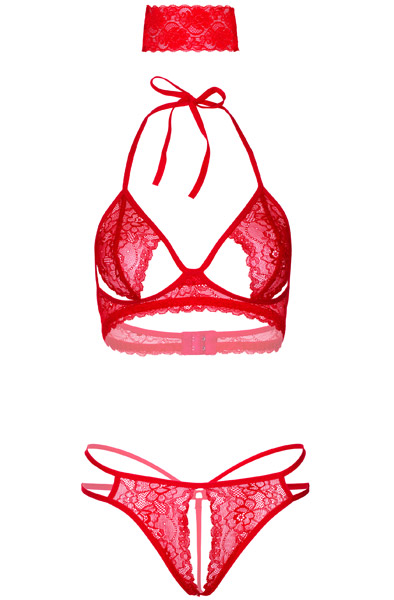 Bra, Panty & Blindfold Red - Sexy lingerie 3