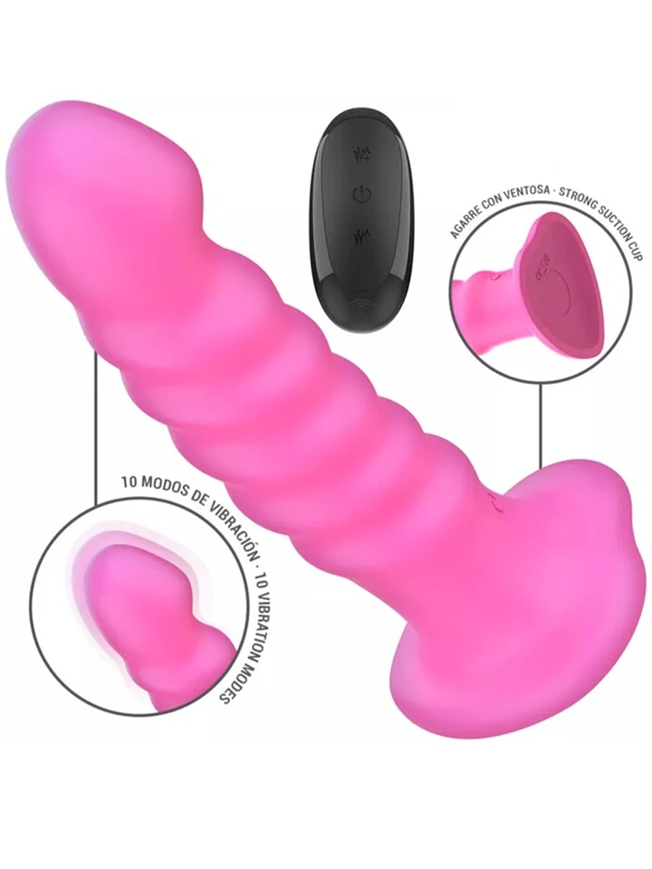 Cindy Spiral Vibrator Remote Pink 19 cm - Vibrating dildo 1