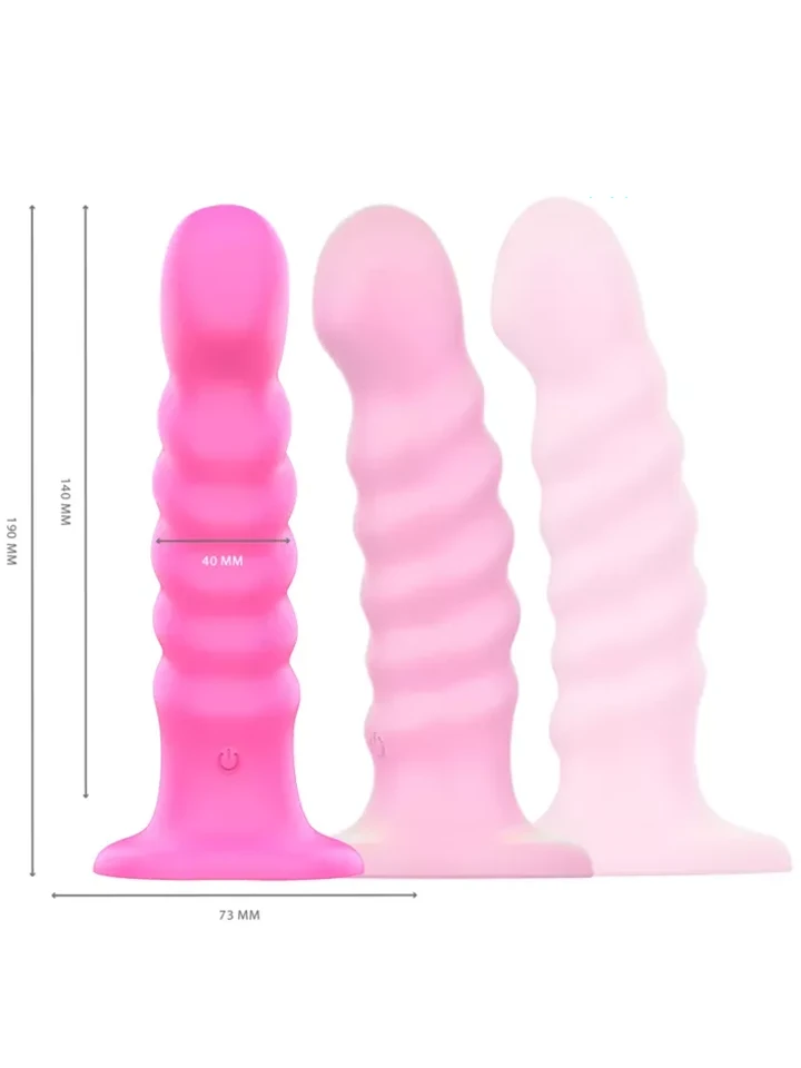 Cindy Spiral Vibrator Remote Pink 19 cm - Vibrating dildo 5