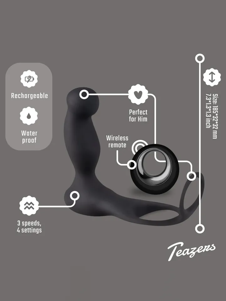 Cock & Ball Ring Prostate Vibrator With Remote - Prostate vibrator with penis ring 2 [full]