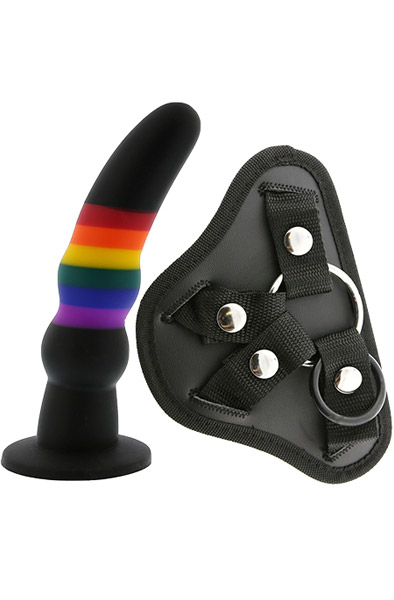 Colourful Love Strap On Solid Dildo 17 cm - Umschnalldildo mit Geschirr 1