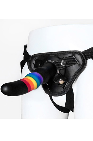 Colourful Love Strap On Solid Dildo 17 cm - Umschnalldildo mit Geschirr 2