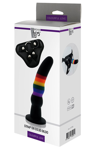 Colourful Love Strap On Solid Dildo 17 cm - Umschnalldildo mit Geschirr 3