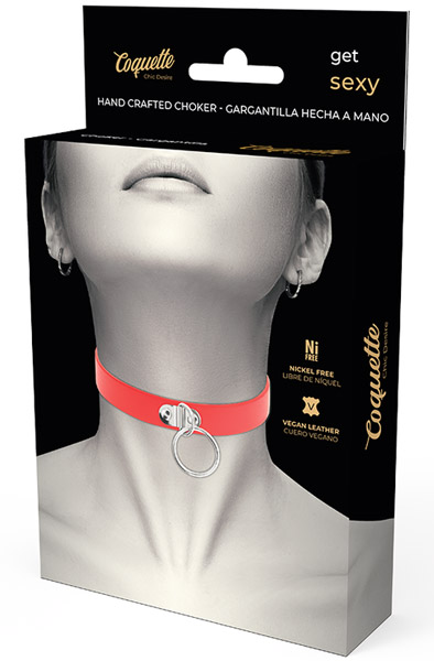Coquette Hand Crafted Choker Fetish Red - BDSM Choker 3