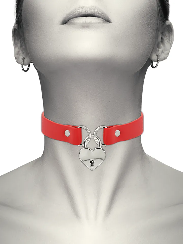 Coquette Hand Crafted Choker Keys Heart Red - BDSM Choker 1 [full]