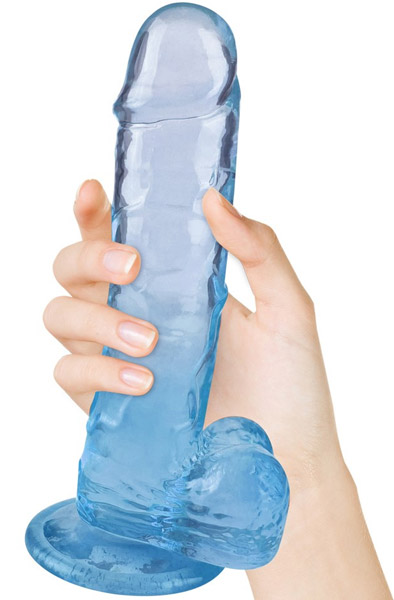 Crystal Pleasures Dual Color Blue 18 cm - Dildo mit Saugnapf 1