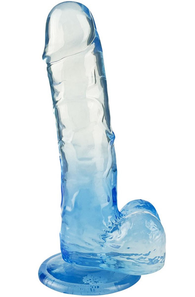 Crystal Pleasures Dual Color Blue 18 cm - Dildo mit Saugnapf 2