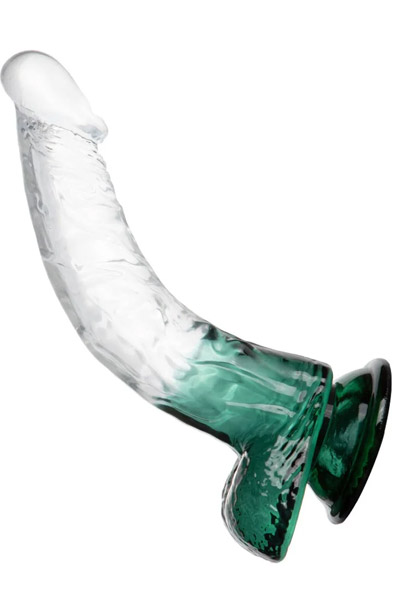Crystal Pleasures Dual Color Curved Green 18 cm - Dildo mit Saugnapf 1