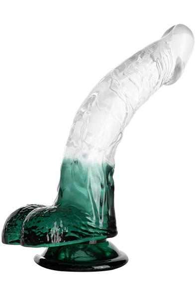 Crystal Pleasures Dual Color Curved Green 18 cm - Dildo mit Saugnapf 2