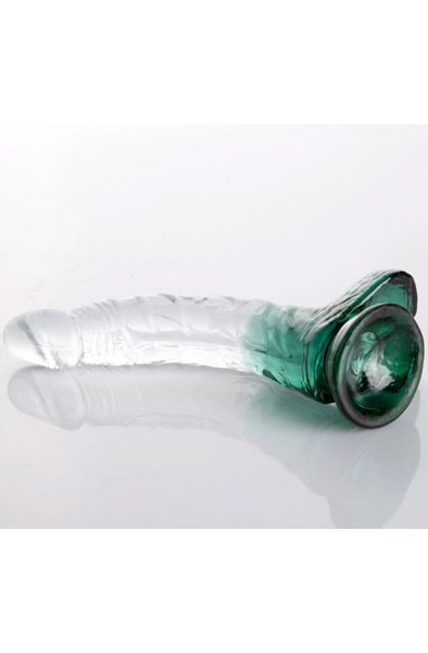 Crystal Pleasures Dual Color Curved Green 18 cm - Dildo mit Saugnapf 3