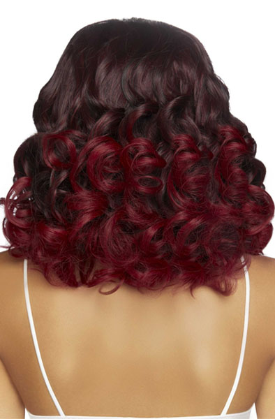 Curly Ombre Long Bob Wig Burgundy - Wig 2