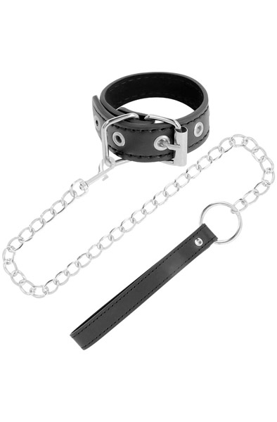 Darkness Penis Ring With Strap - Penis-Strecker mit Leine 1