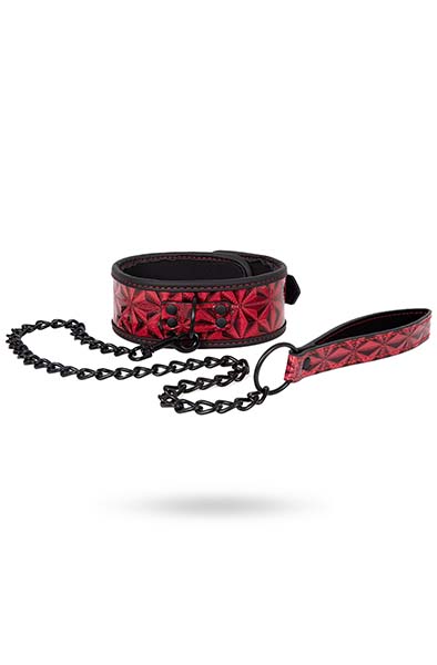 Diabolique Dark Collar With Leash Red - Collar & leash 2