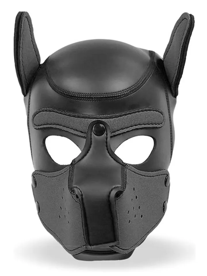 Dog Hood With Removable Muzzle Black M - BDSM mask 1 [full]
