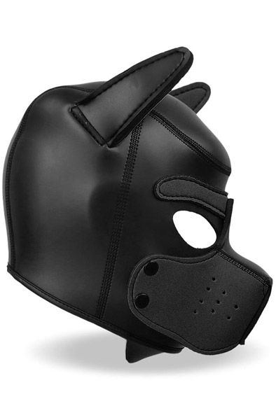 Dog Hood With Removable Muzzle Black M - BDSM mask 2