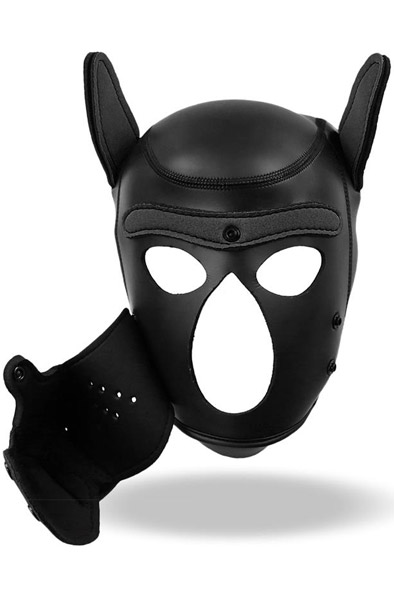 Dog Hood With Removable Muzzle Black M - BDSM mask 3