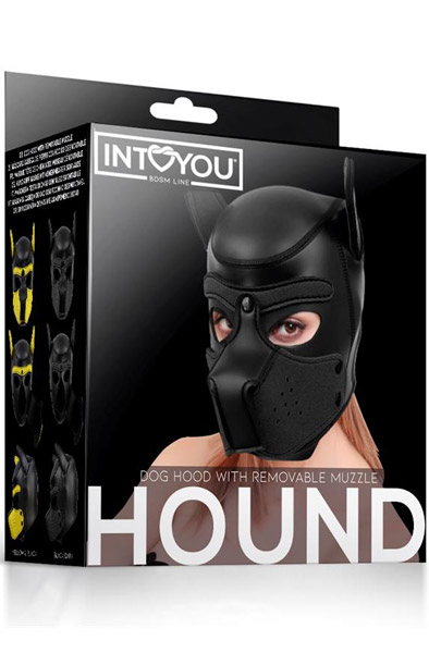 Dog Hood With Removable Muzzle Black M - BDSM mask 4
