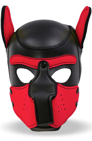 Dog Hood With Removable Muzzle Red/Black - BDSM Maske 1