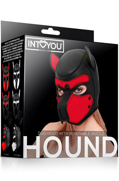 Dog Hood With Removable Muzzle Red/Black - BDSM Maske 3