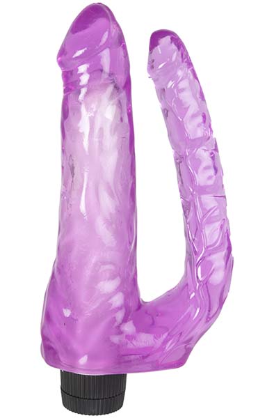 Double Penetrating Vibrating Jelly Dildos Purple - Vibrating dualdildo 1