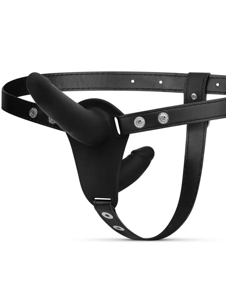 Double-Sided Strap-On Dildo Black - Dual dildo strap-on 1