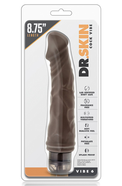 Dr. Skin Vibe 6 Chocolate 22,5cm - Vibrierender Dildo 2