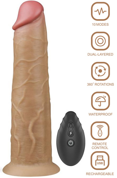Dual-Layered Silicone Vibe With Rotation 20,5cm - Vibrierender Dildo 1