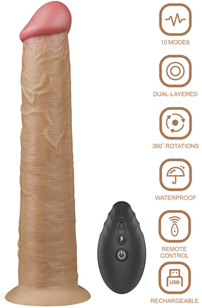 Dual-Layered Silicone Vibe With Rotation 25cm - Vibrierender Dildo 1