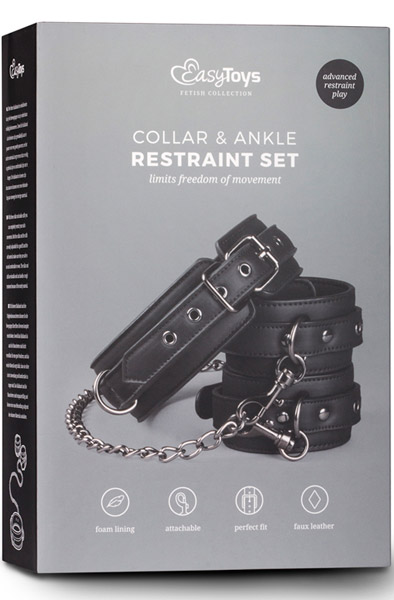 Easytoys Leather Collar With Anklecuff - BDSM Halsbänder & Fußfesseln 3