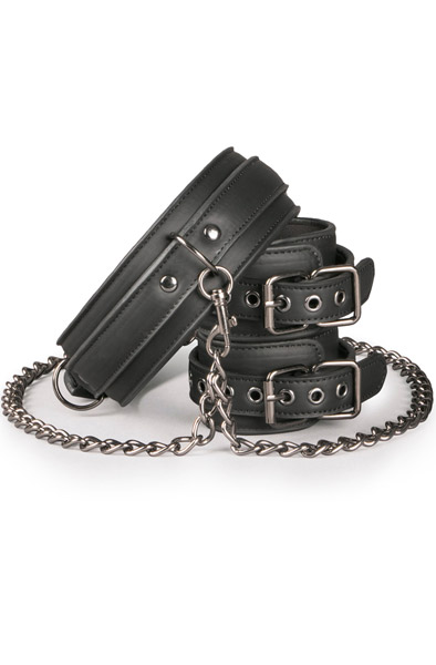 Easytoys Leather Collar With Handcuffs - Halsbänder & Handschellen 2