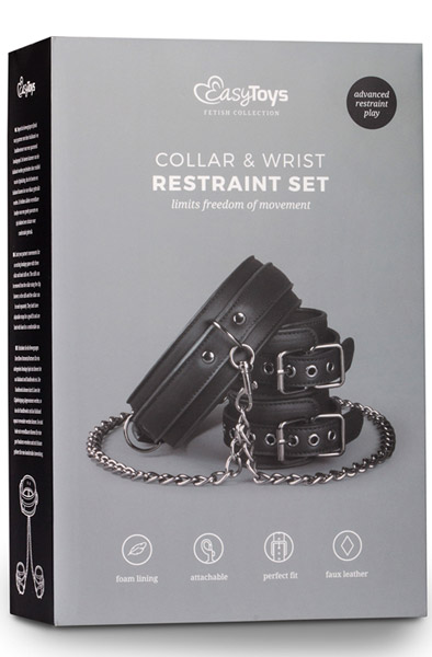 Easytoys Leather Collar With Handcuffs - Halsbänder & Handschellen 3