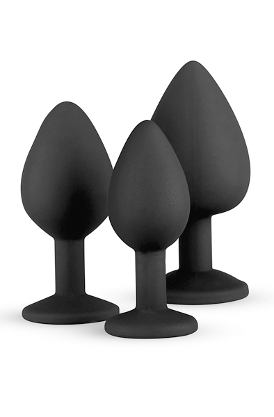 Easytoys Silicone Buttplug Set With Diamond Black - Analplug Set 2