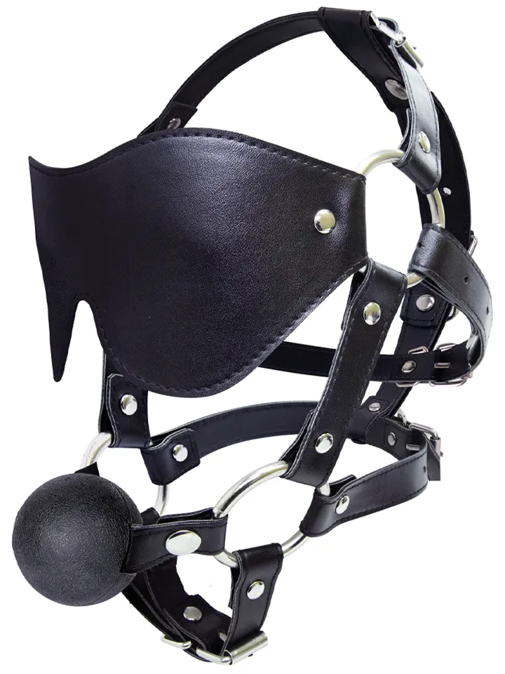Eye Mask Harness With Ball Gag - Blindfold harness with gag ball 1