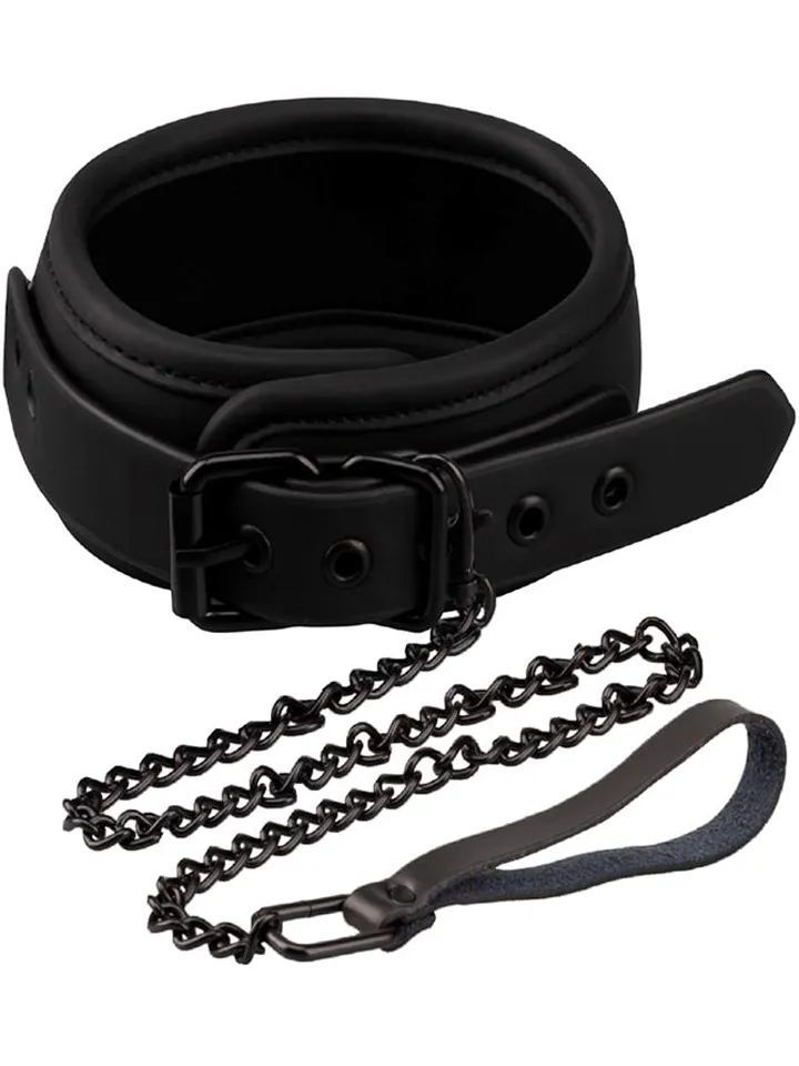 Fetish Black Shadow Collar With Leash - Bondage Collar & Couple 1