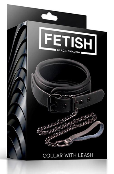 Fetish Black Shadow Collar With Leash - Bondage Collar & Couple 2