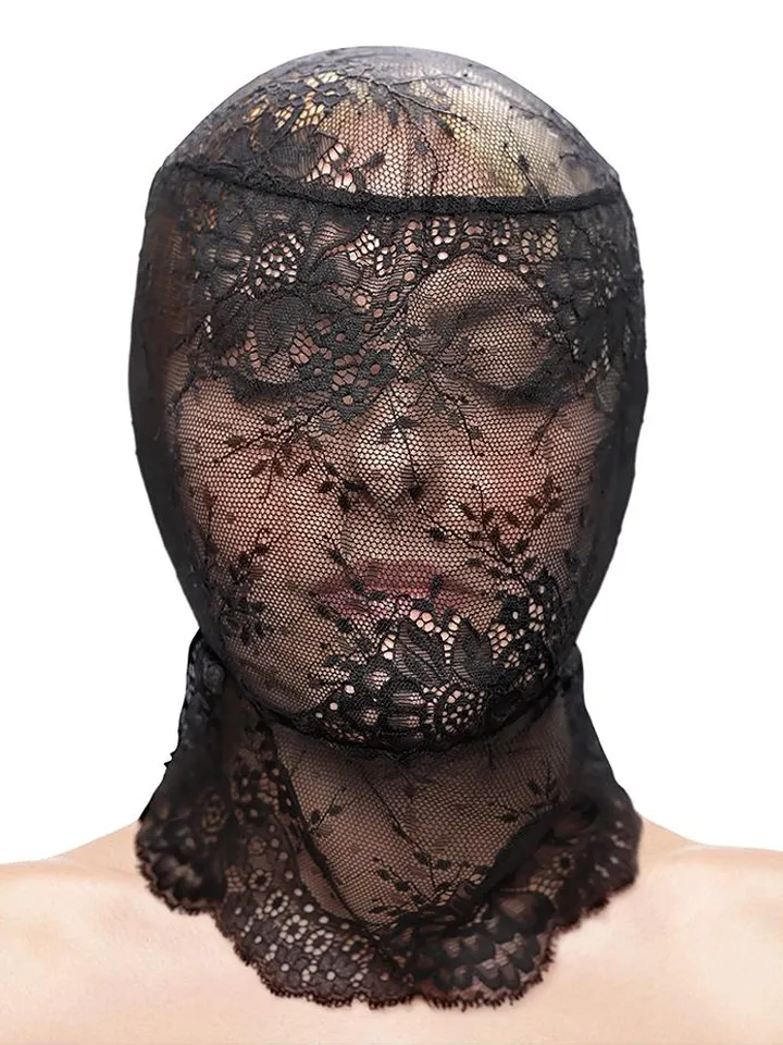 Fetish & Fashion Lace Hood Black - BDSM mask 1 [full]