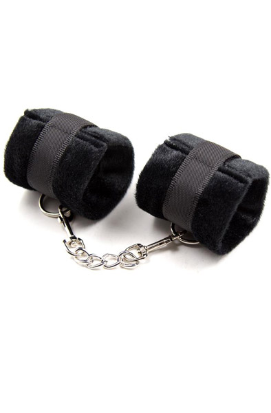 Fetish Fur Hand Cuffs Black - Handschellen 1