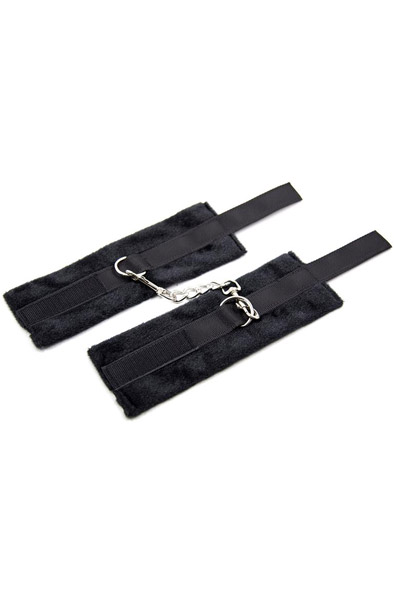 Fetish Fur Hand Cuffs Black - Handschellen 2